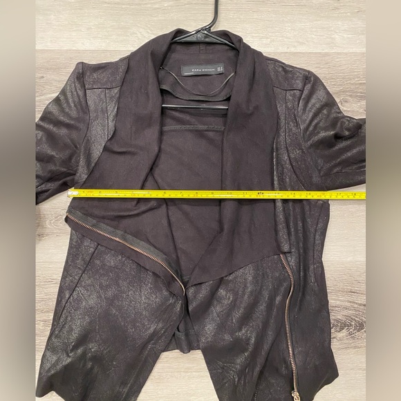 ZARA Faux Suede Moto Jacket  Color: Shimmery Black Size: S - Picture 8 of 8